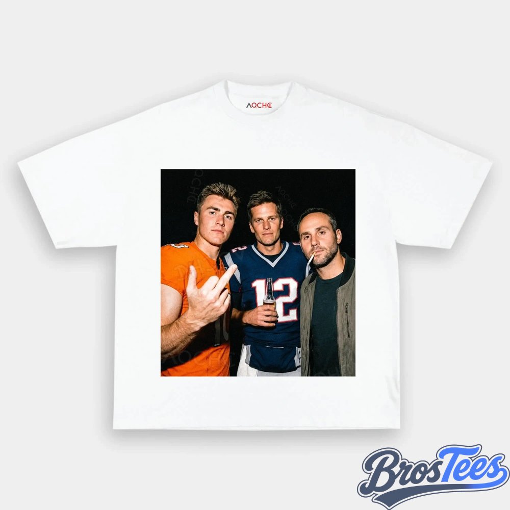 NFL Bo Nix, Tom Brady & Michael Rubin Drinking & Middle Finger Tee
