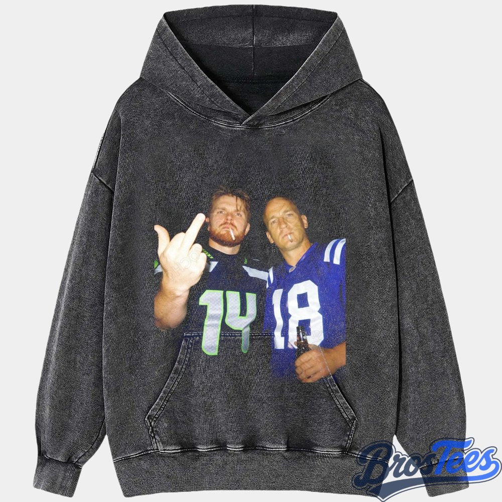 NFL Sam Darnold & Peyton Manning Drinking & Middle Finger Tee