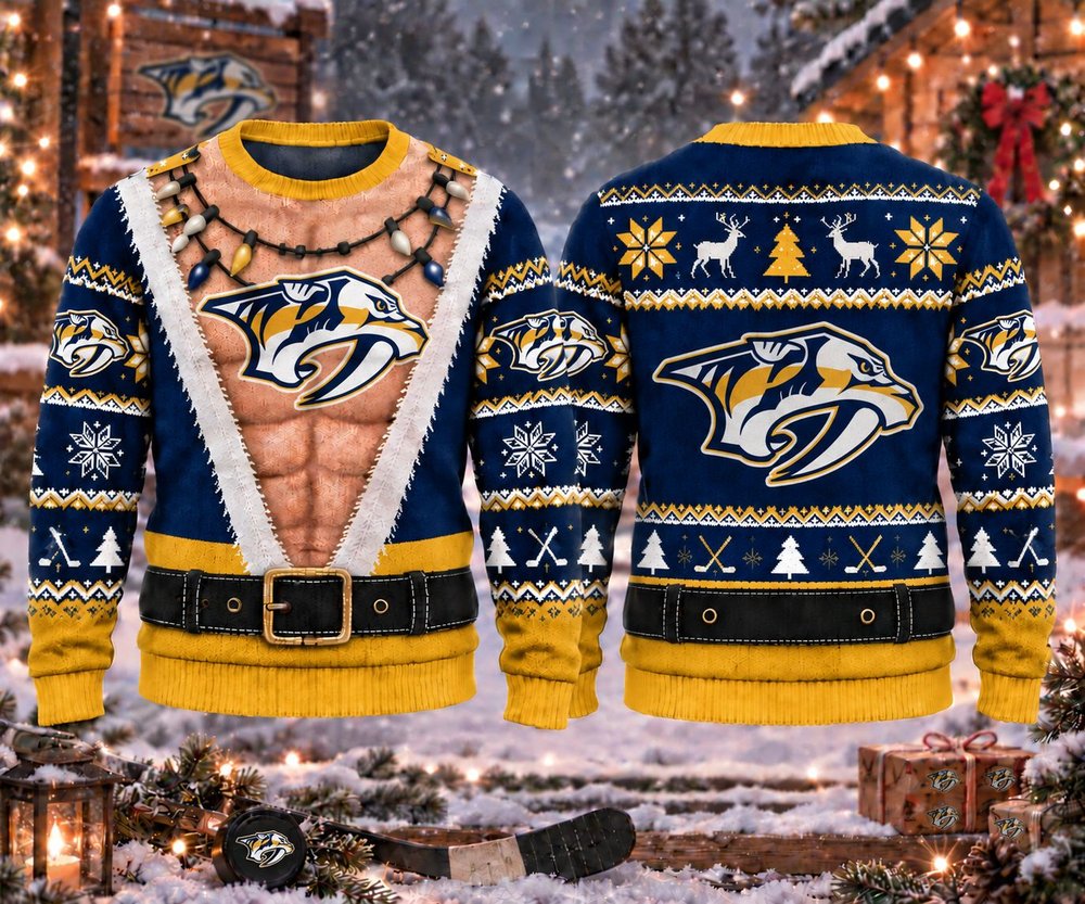 Nashville Predators Funny Body Christmas Ugly Sweater