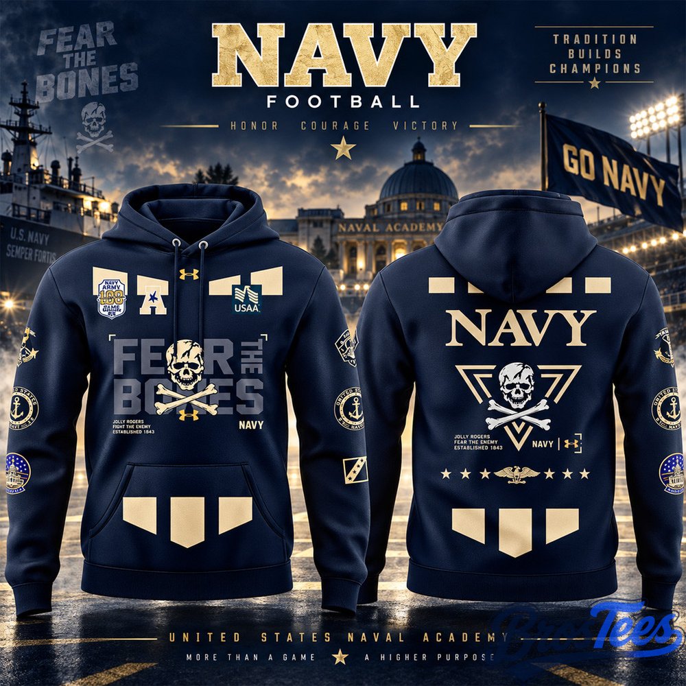 Navy Midshipmen 100th Anniversary 2026 Fear The Bones Graphic Hoodie