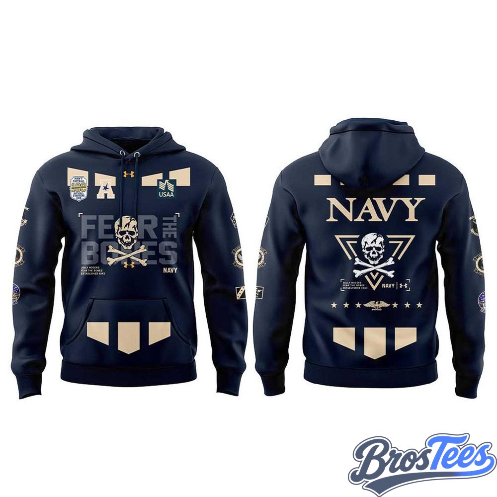 Navy Midshipmen 100th Anniversary 2026 Fear The Bones Graphic Hoodie