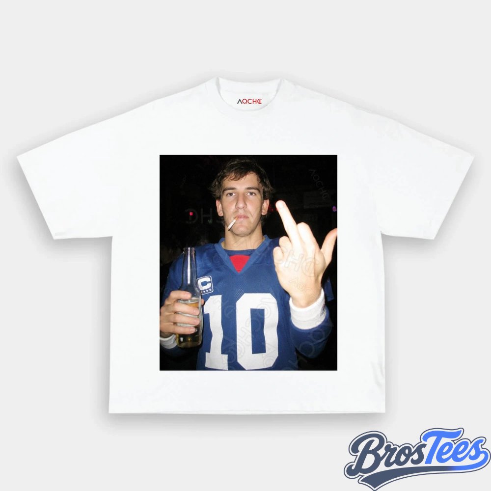 New York Giants Eli Manning Drinking & Middle Finger Tee