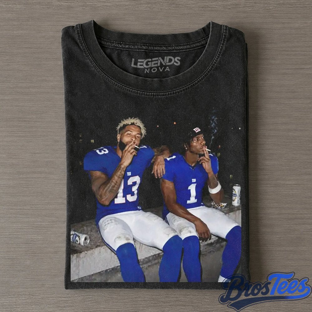 New York Giants Jalin Hyatt & Malik Nabers Smoking on the Bench T-Shirt