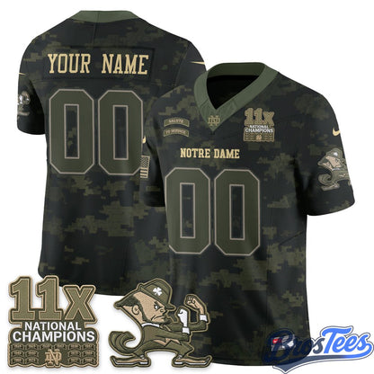Notre Dame Fighting Irish 2026 Salute to Service Vapor Custom Jersey - Stitched