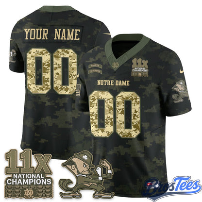 Notre Dame Fighting Irish 2026 Salute to Service Vapor Custom Jersey - Stitched