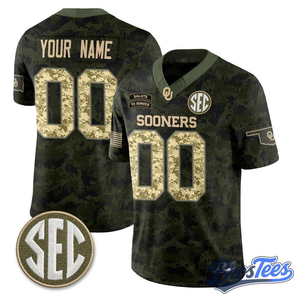 Oklahoma Sooners 2026 Salute to Service Vapor Custom Jersey - Stitched