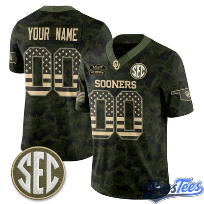 Oklahoma Sooners 2026 Salute to Service Vapor Custom Jersey - Stitched