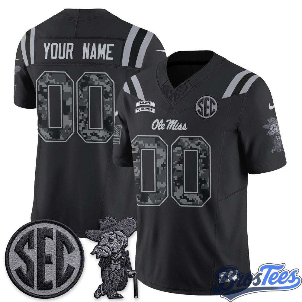 Ole Miss Rebels 2026 Salute to Service Vapor Custom Jersey - Stitched