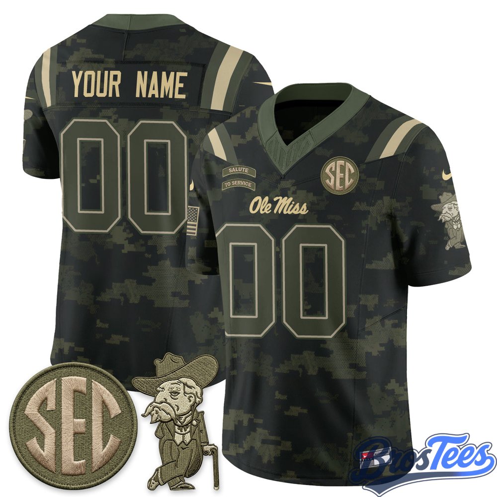 Ole Miss Rebels 2026 Salute to Service Vapor Custom Jersey - Stitched