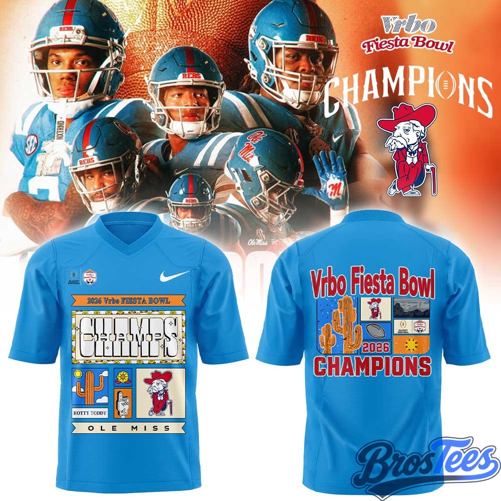 Ole Miss Rebels Vrbo Fiesta Bowl Champion 2026 Blue Football Jersey