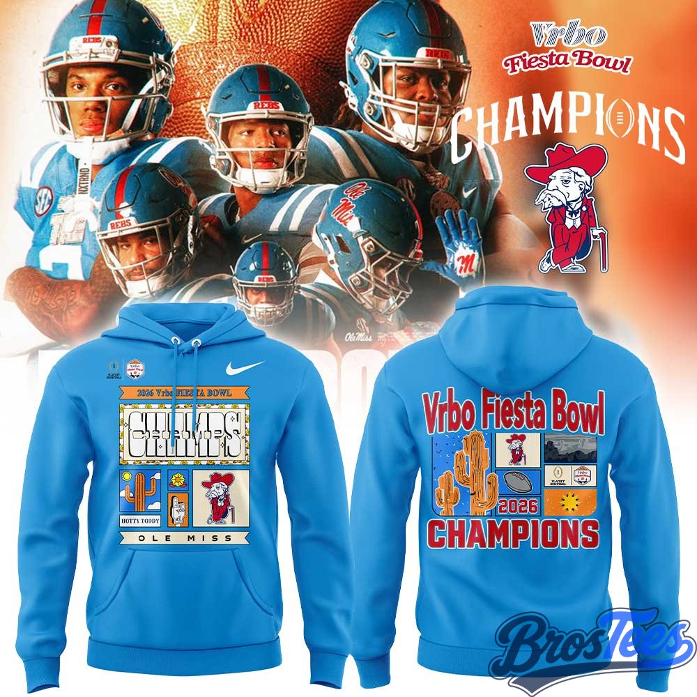 Ole Miss Rebels Vrbo Fiesta Bowl Champion 2026 Blue Hoodie