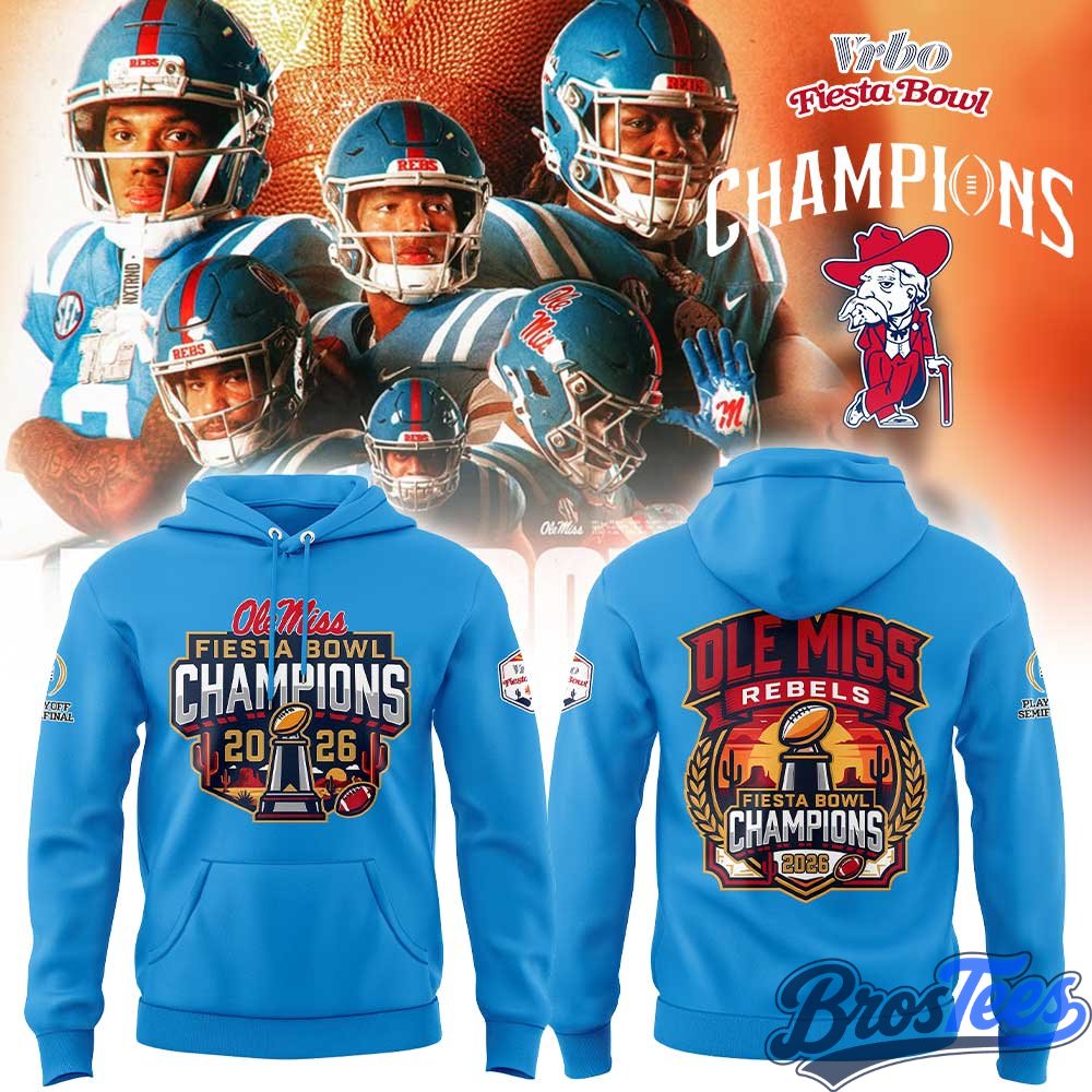 Ole Miss Rebels Vrbo Fiesta Bowl Champion 2026 Blue Hoodie