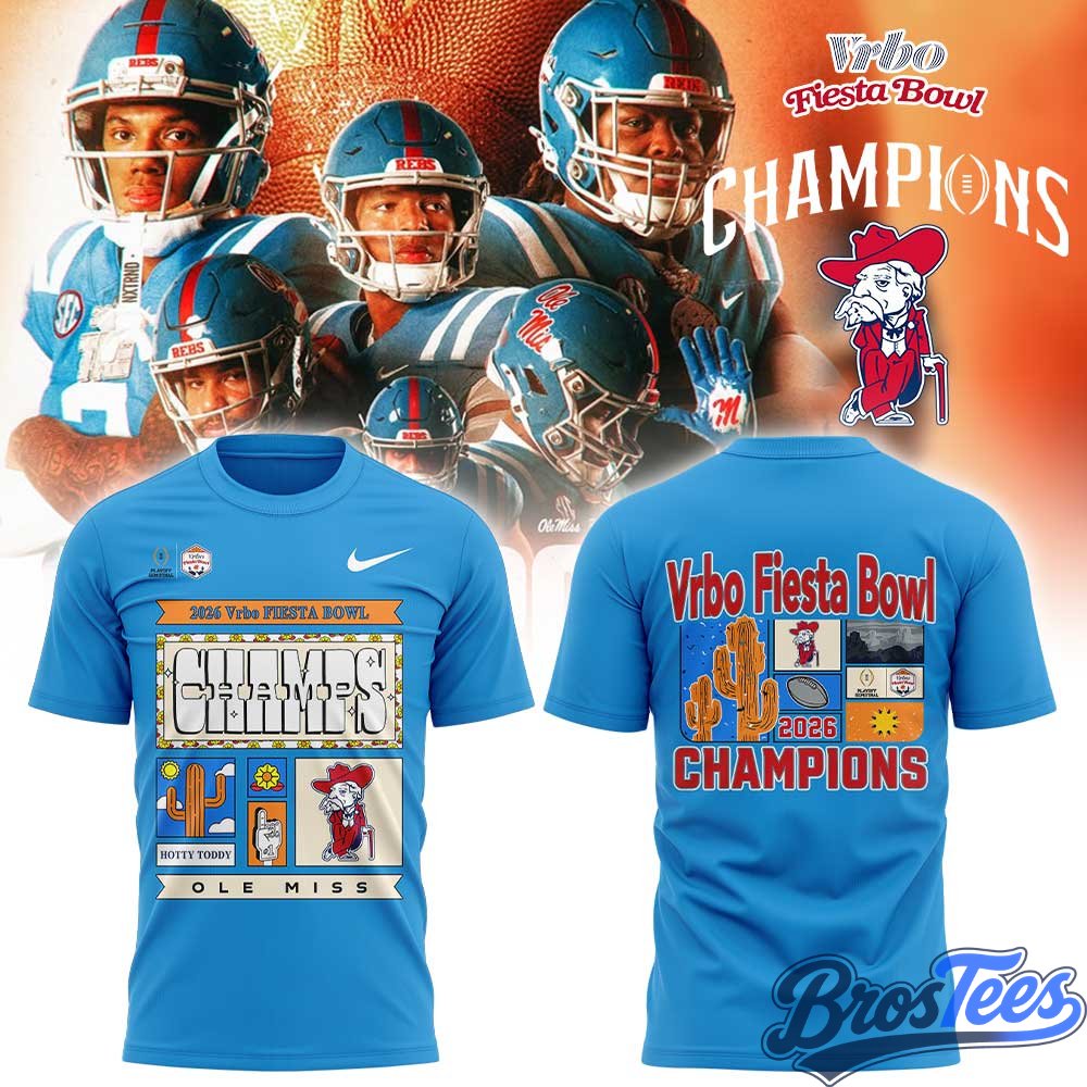 Ole Miss Rebels Vrbo Fiesta Bowl Champion 2026 Blue Shirt
