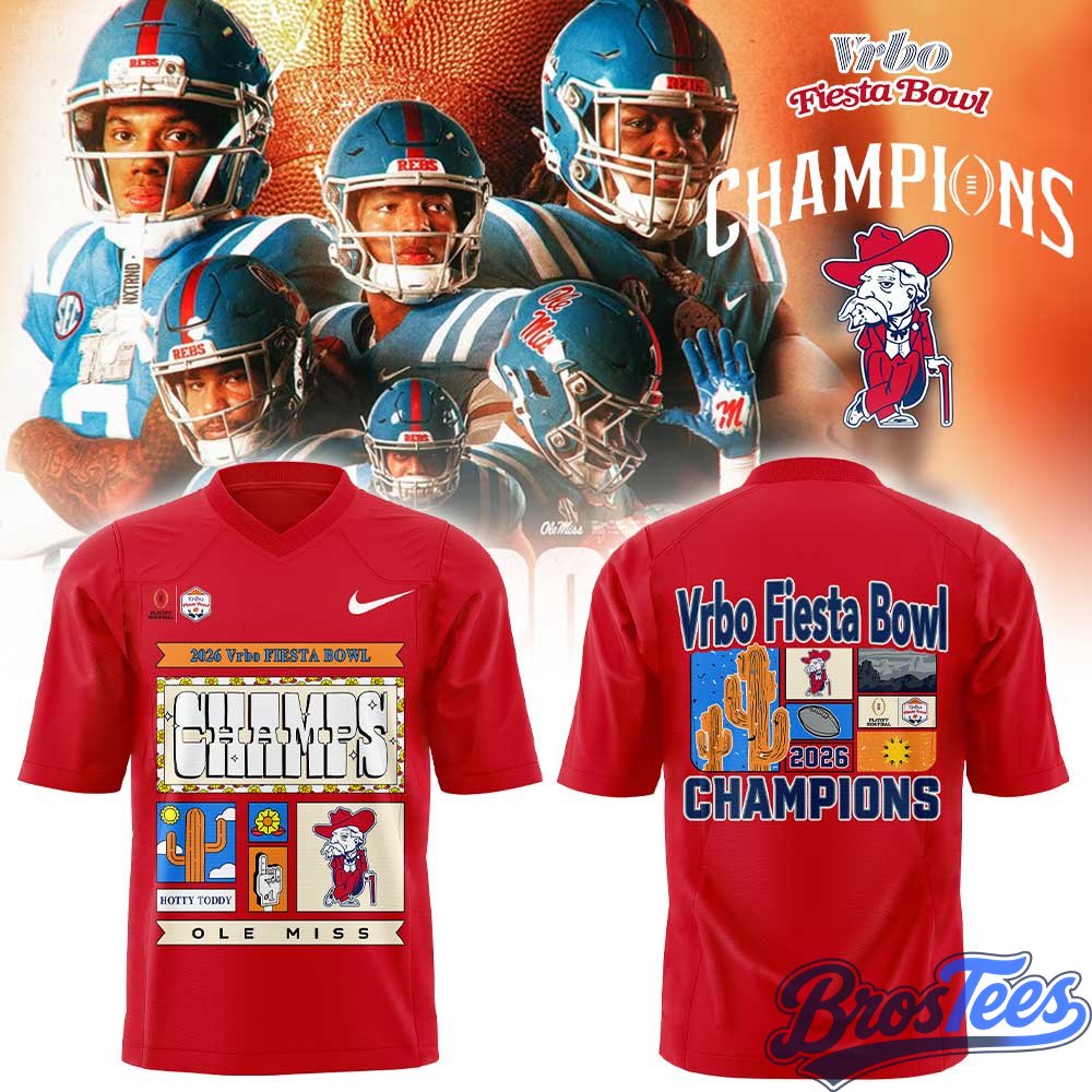 Ole Miss Rebels Vrbo Fiesta Bowl Champion 2026 Red Football Jersey