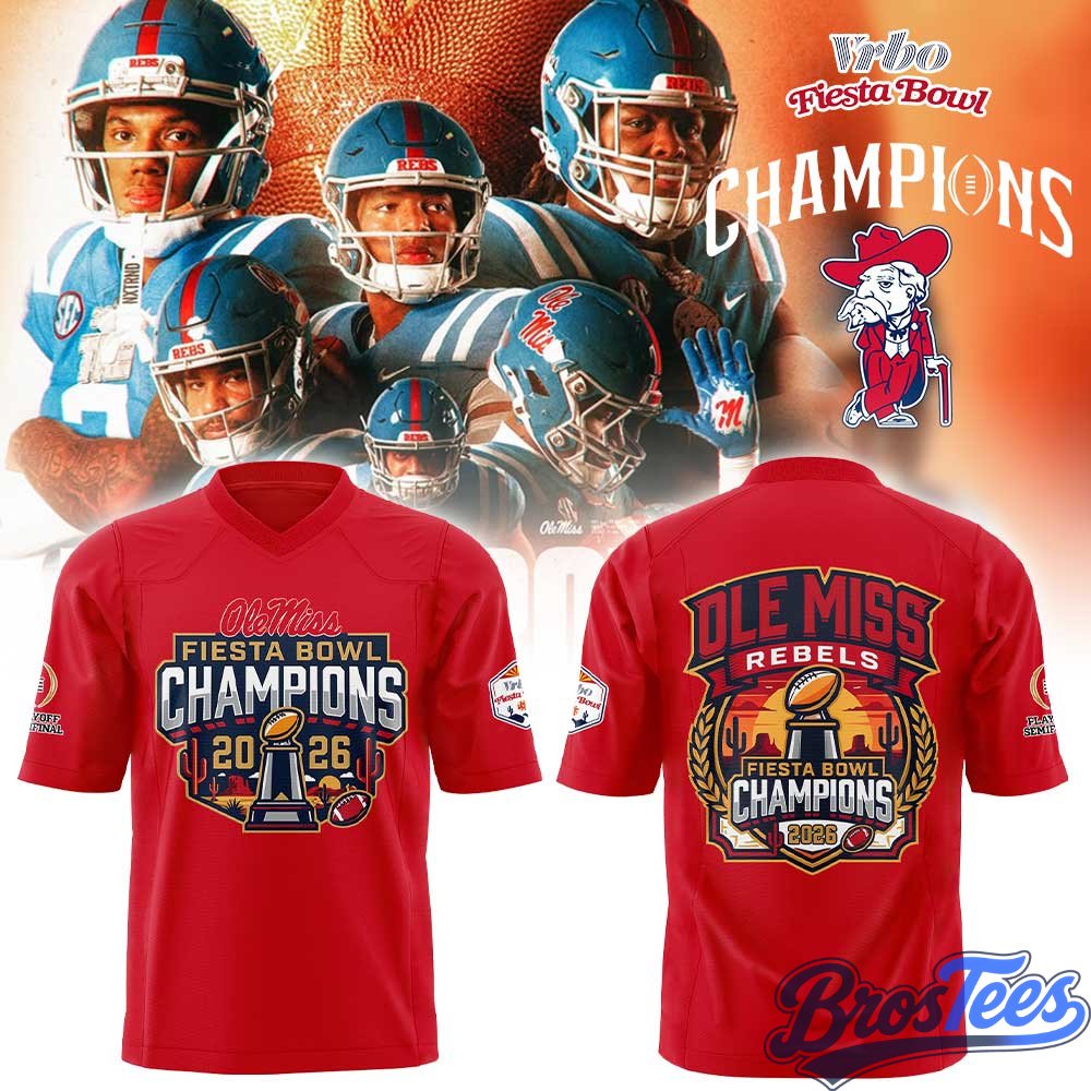Ole Miss Rebels Vrbo Fiesta Bowl Champion 2026 Red Football Jersey
