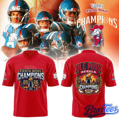 Ole Miss Rebels Vrbo Fiesta Bowl Champion 2026 Red Football Jersey