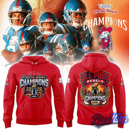 Ole Miss Rebels Vrbo Fiesta Bowl Champion 2026 Red Hoodie