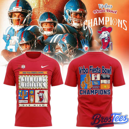 Ole Miss Rebels Vrbo Fiesta Bowl Champion 2026 Red Shirt