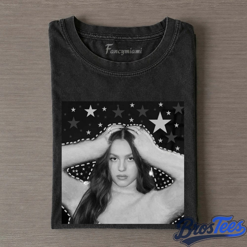 Olivia Rodrigo Starry Black and White Portrait Tee