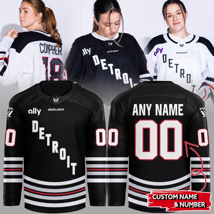 PWHL Detroit 2026 Hockey Jersey Custom - Black