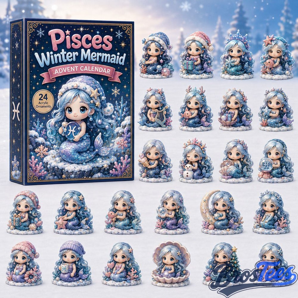 Pisces Winter Mermaid Advent Calendar 2026 - 24-Day Countdown, Acrylic Charms