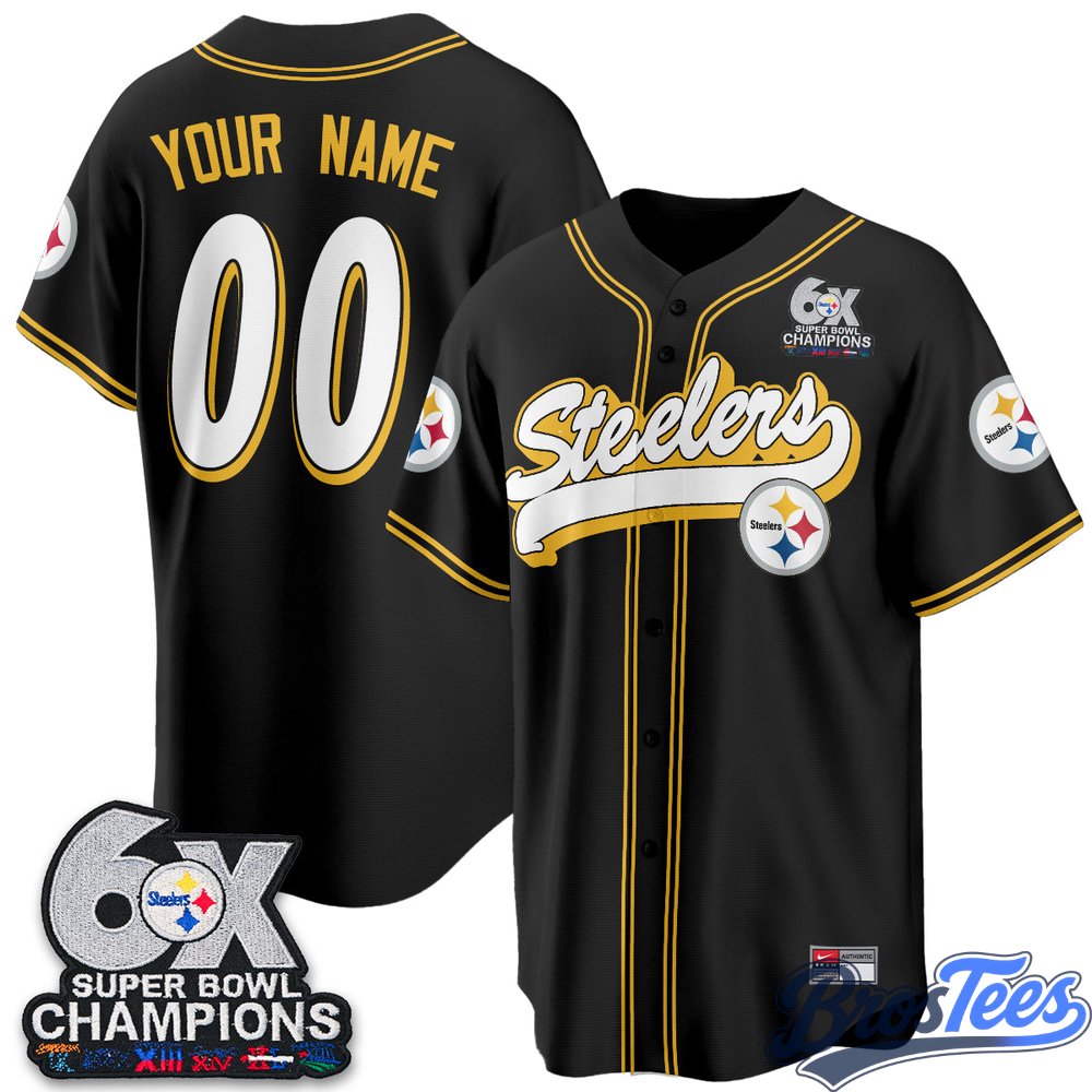 Pittsburgh Steelers 6x Super Bowl Baseball Vapor Custom Jersey - Stitched