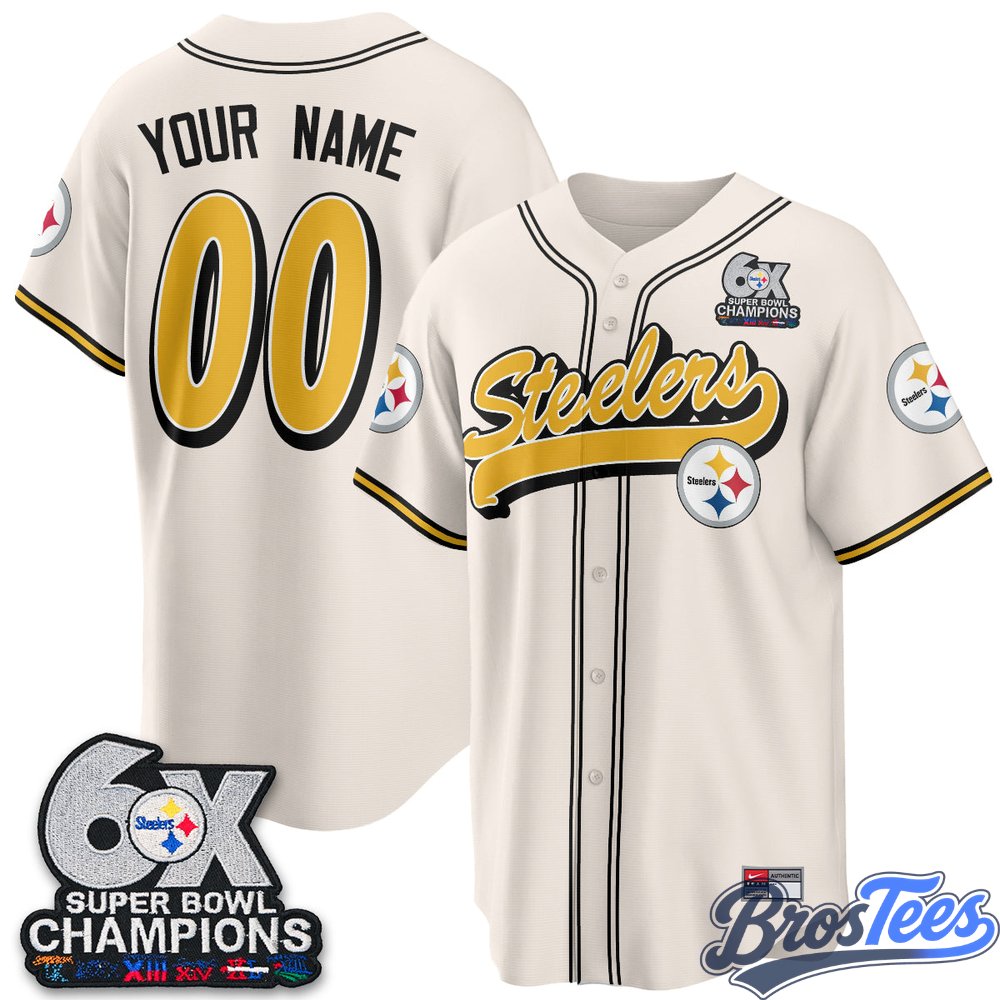 Pittsburgh Steelers 6x Super Bowl Baseball Vapor Custom Jersey - Stitched