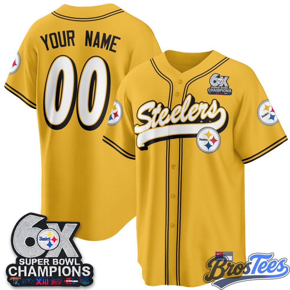 Pittsburgh Steelers 6x Super Bowl Baseball Vapor Custom Jersey - Stitched