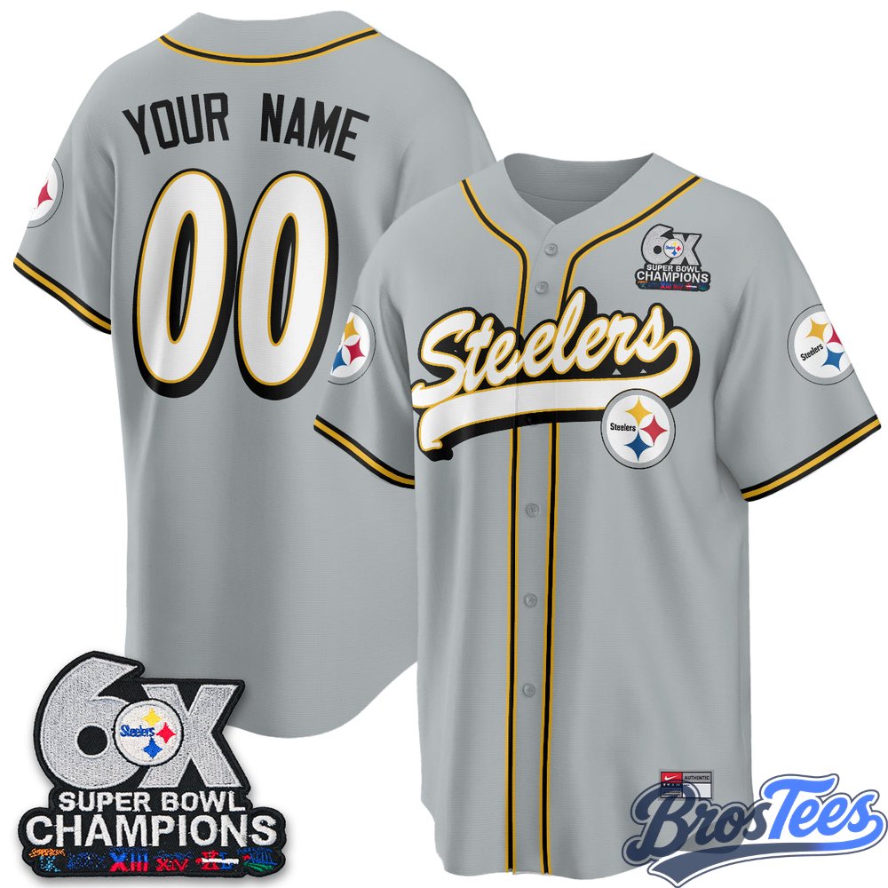 Pittsburgh Steelers 6x Super Bowl Baseball Vapor Custom Jersey - Stitched