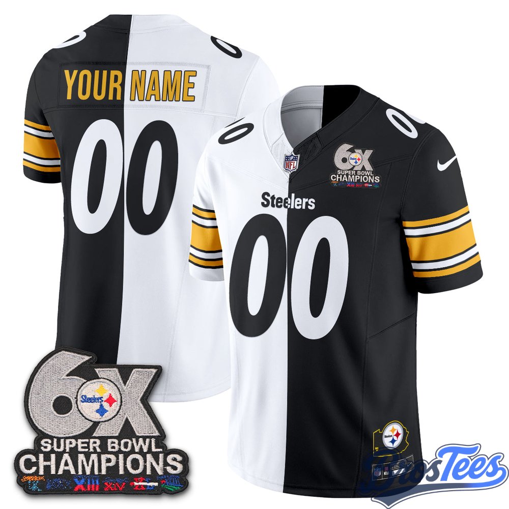 Pittsburgh Steelers 6x Super Bowl Split Edition Custom Football Jersey