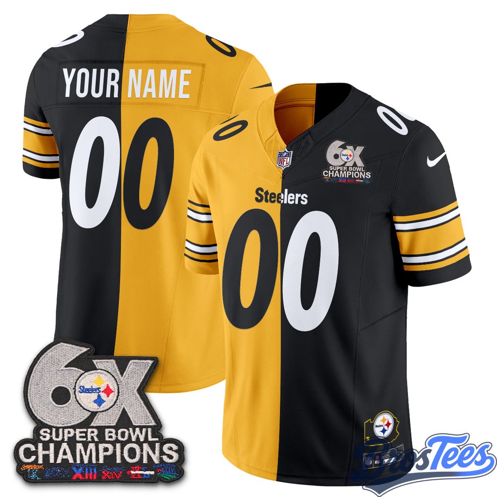 Pittsburgh Steelers 6x Super Bowl Split Edition Custom Football Jersey