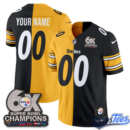 Pittsburgh Steelers 6x Super Bowl Split Edition Custom Football Jersey