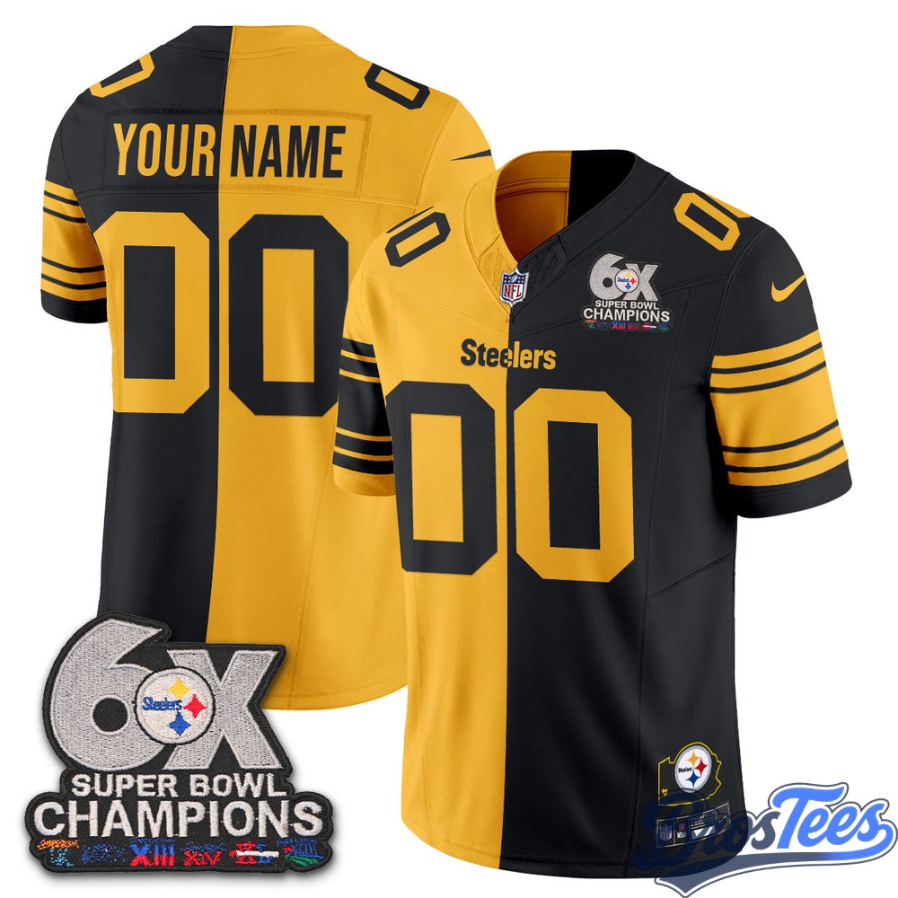 Pittsburgh Steelers 6x Super Bowl Split Edition Custom Football Jersey