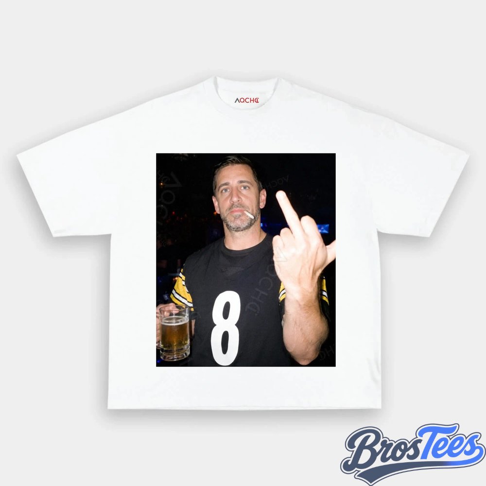 Pittsburgh Steelers Aaron Rodgers Drinking & Middle Finger Tee