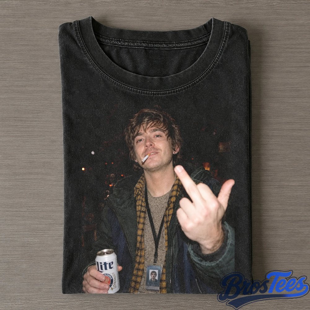 Resident Evil Bryan Smoking, Holding Beer and Middle Finger Tee