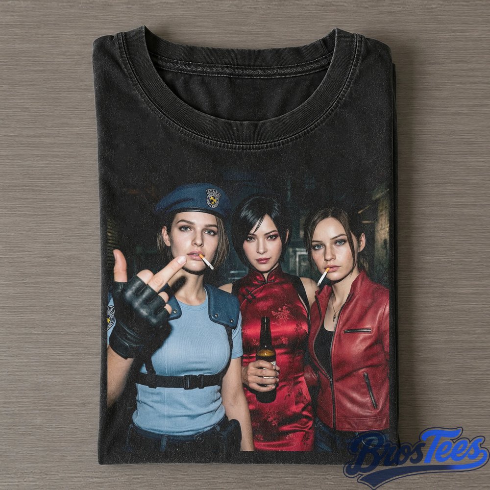 Resident Evil Leon Kennedy and Chris Redfield Smoking on a Couch Tee