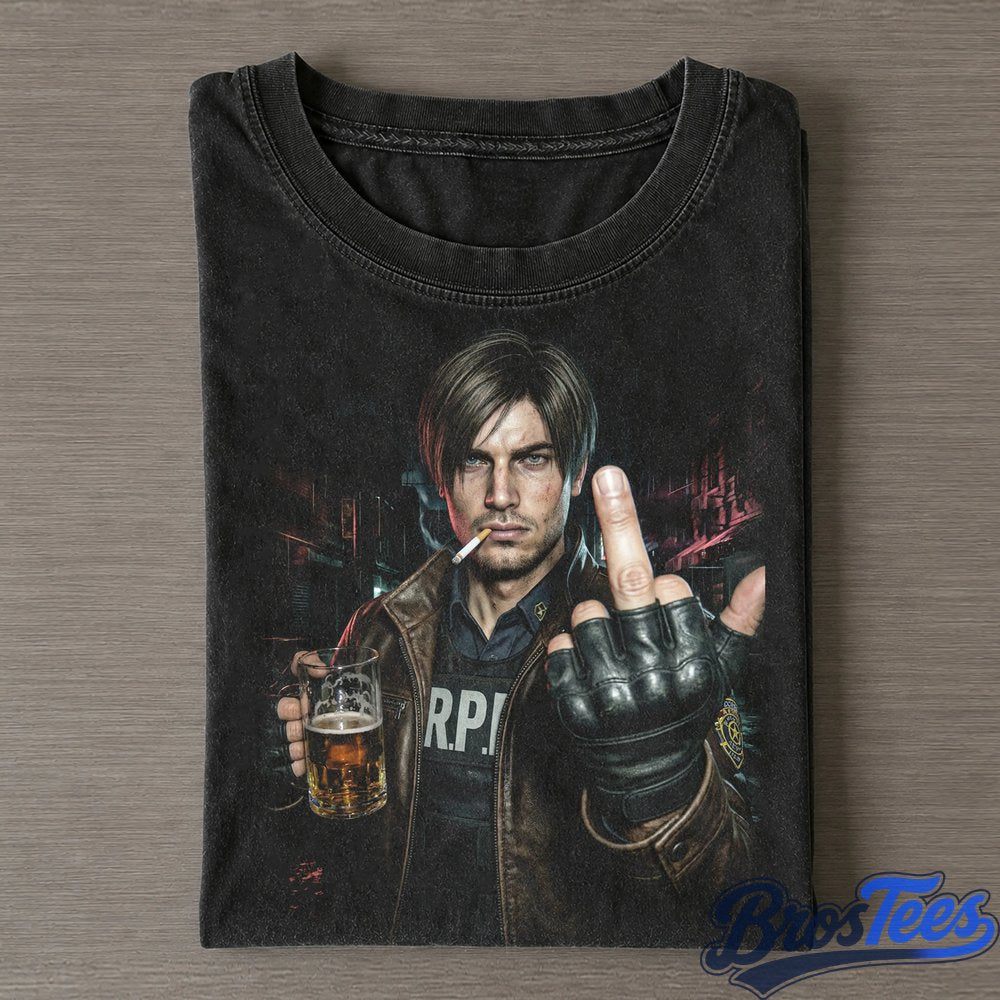 Resident Evil Leon Kennedy and Chris Redfield Smoking on a Couch Tee