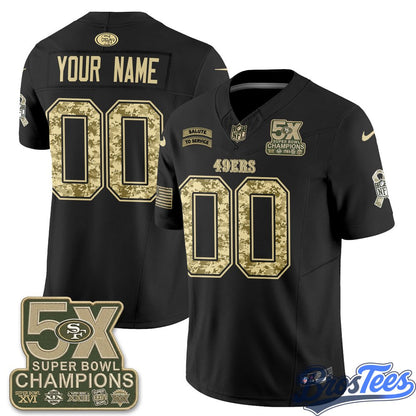 San Francisco 49ers 2026 Salute to ServiceVapor Custom Jersey - Stitched