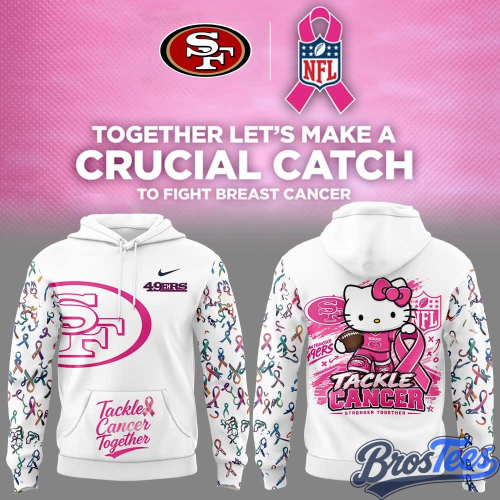 San Francisco 49ers Breast Cancer Awareness x Hello Kitty Tackle Cancer Together Hoodie