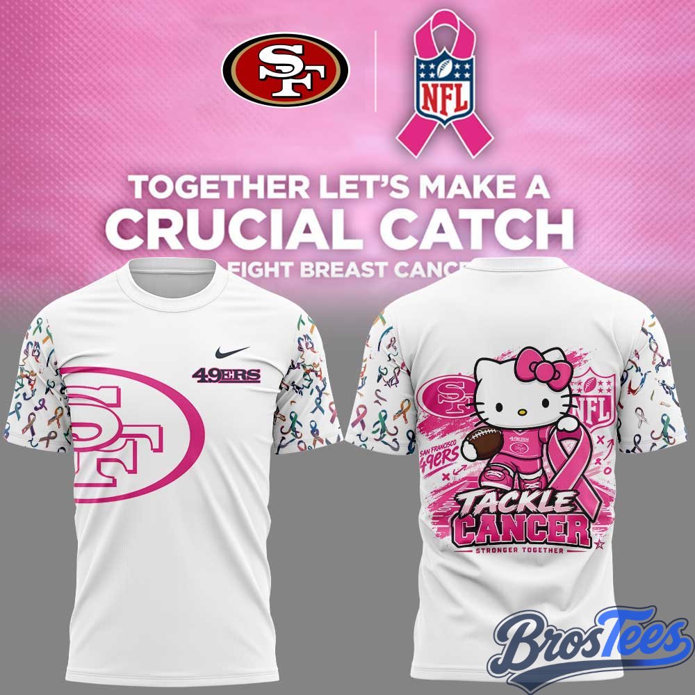 San Francisco 49ers Breast Cancer Awareness x Hello Kitty Tackle Cancer Together Shirt
