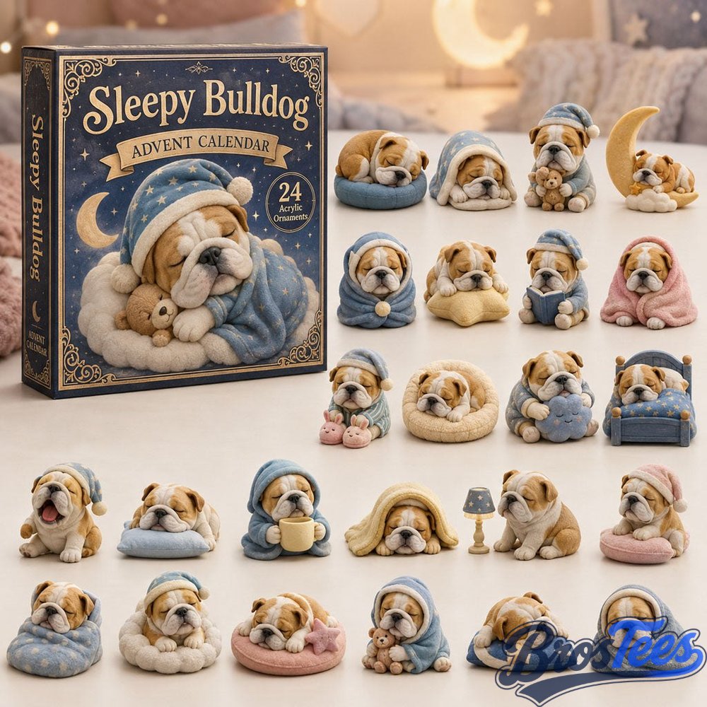 Sleepy Bulldog Advent Calendar 2026 - 24-Day Countdown, Acrylic Charms