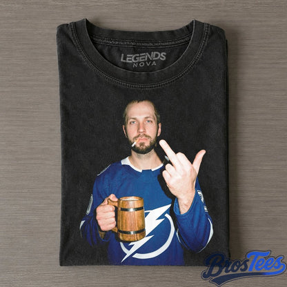Tampa Bay Lightning Nikita Kucherov Drinking and Middle Finger Tee