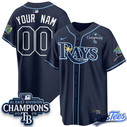 Tampa Bay Rays 2026 AL East Champs Vapor Custom Jersey - Stitched