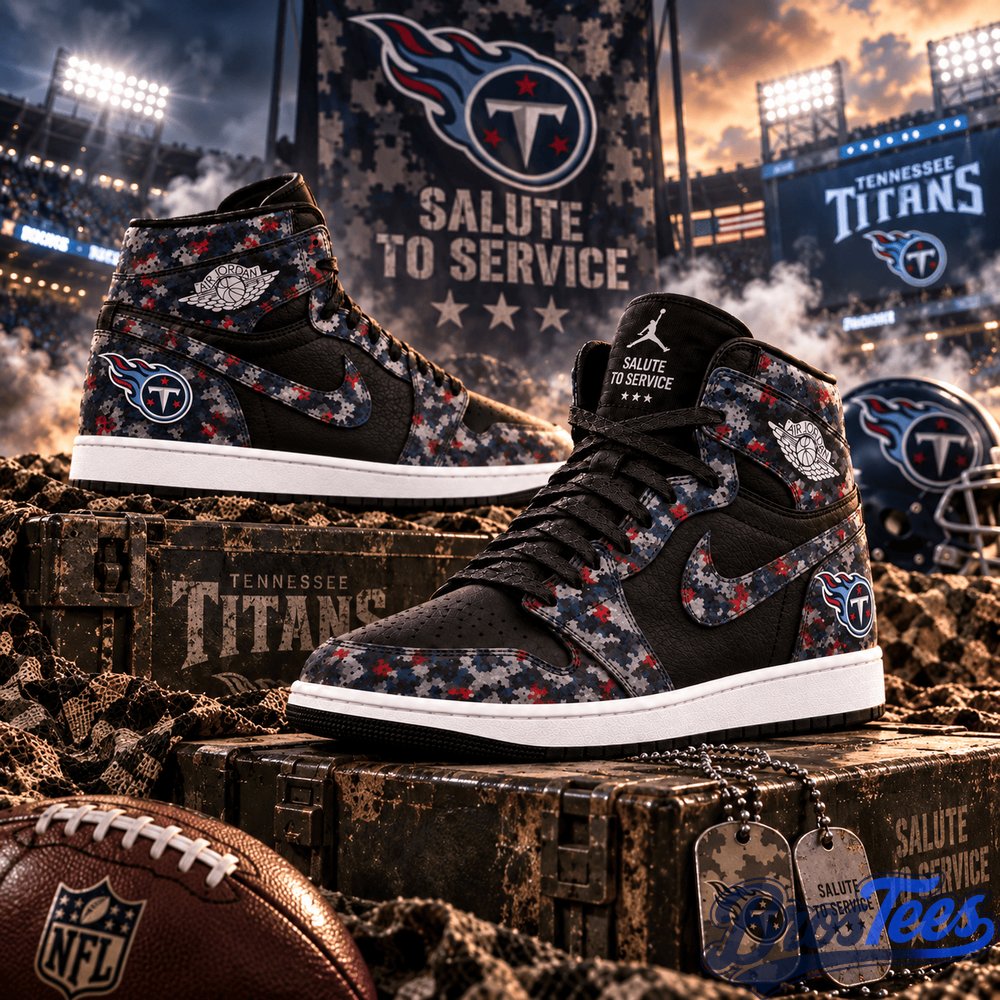 Tennessee Titans 2026 Salute to Service Black Camo AJ1 High Top Shoes