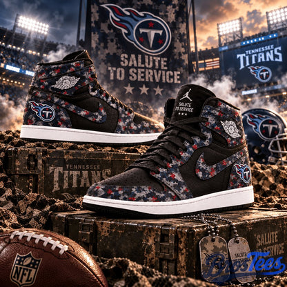 Tennessee Titans 2026 Salute to Service Black Camo AJ1 High Top Shoes