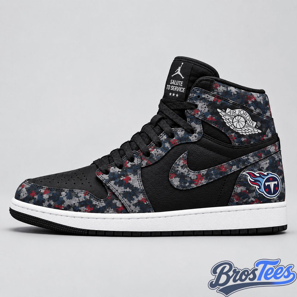 Tennessee Titans 2026 Salute to Service Black Camo AJ1 High Top Shoes