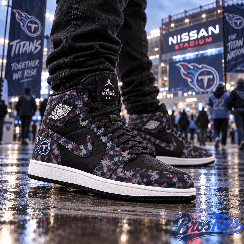 Tennessee Titans 2026 Salute to Service Black Camo AJ1 High Top Shoes