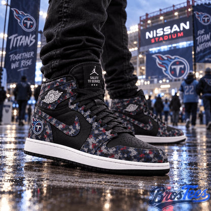 Tennessee Titans 2026 Salute to Service Black Camo AJ1 High Top Shoes