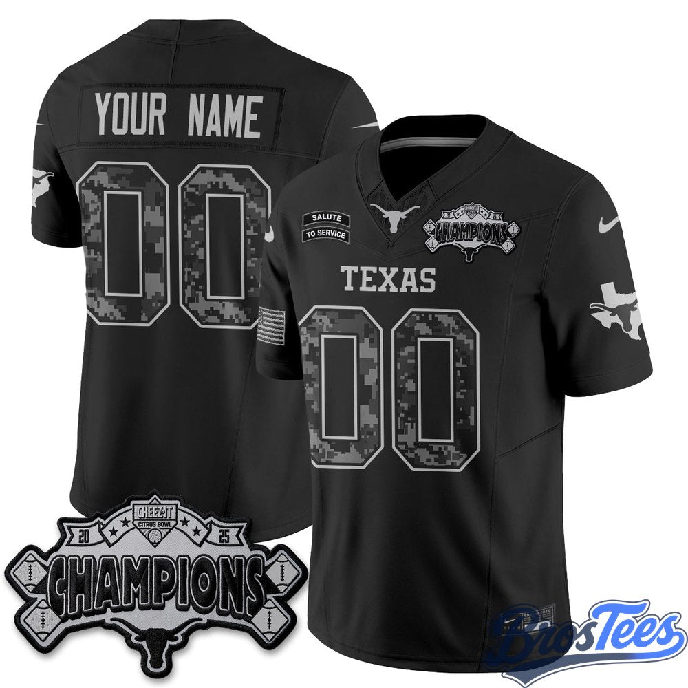 Texas Longhorns 2026 Salute to Service Vapor Custom Jersey - Stitched