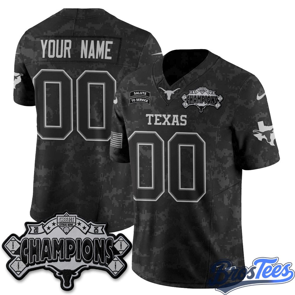 Texas Longhorns 2026 Salute to Service Vapor Custom Jersey - Stitched